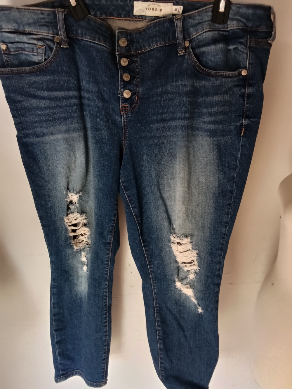 torrid Ripped Medium Dark Blue Skinny Jeans